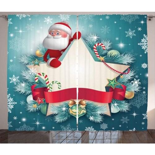 Christmas Curtain Santa Star Snowflake Bedroom Kitchen Curtain Panel Christmas Home Decor Curtains for Living Room