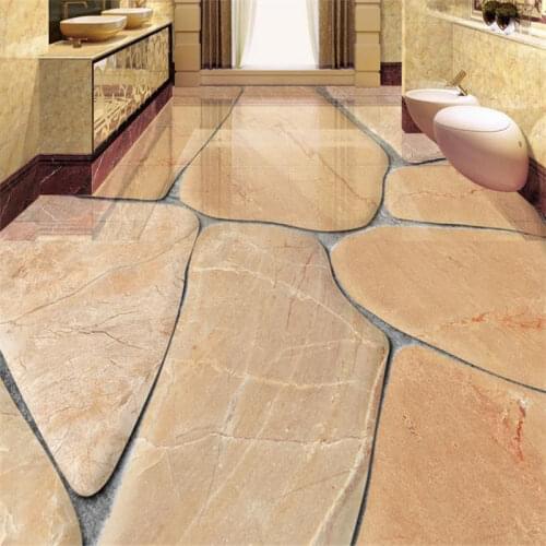 Custom 3d flooring cobblestone self adhesive wallpaper 3d floor tiles waterproof wallpaper 3d floor painting photo wall mural