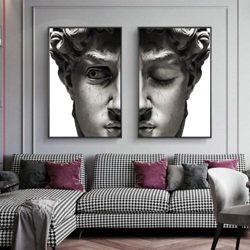 David Sculpture Abstract Canvas Paintings on the Wall Art Posters and Prints Portrait of David Face Art Pictures Home Wall Decor