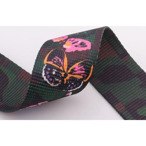 Stripe Webbing ribbon 2yards 5cm Butterfly pattern Handbag Webbing Strap Nylon Backpack strap ribbon knapsack luggage belt strap