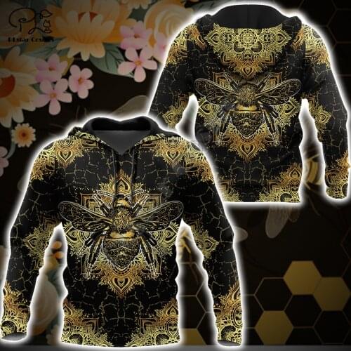 PLstar Cosmos Honey Bees 3D Printed Hoodies Casual Men/Women Zipper Hooded Beautiful Animal Unisex Brand Streetwear Apparel B11
