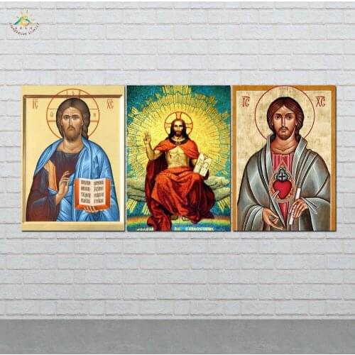 Vintage Jesus Wall Art HD Prints Canvas Art Painting Modular Picture And Poster Canvas Painting Decoration Home 3 PIECES