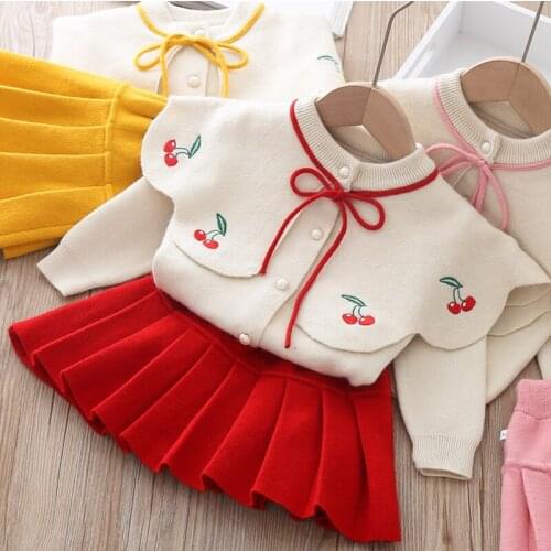Halloween Christmas Baby Kids Clothing Children Sweater Winter Girl Baby Knitted Sweater Two-Piece Skirt Children Skirt 2020 New