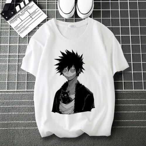 My Hero Academia Tokoyami Fumikage Cartoon Print High flexibility T-Shirt Round Neck Short Sleeve Modal Shirt Tshirt