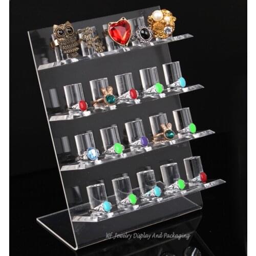 Acrylic High Quality 4-Layer Ring Display Stand 20-Rings Holders Ring Organizer Jewelry Display Rack Shelf Ring Bracket