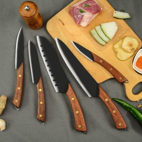 XYj Kitchen Knife Tools 5 Pcs Cooking Knives Set Utility Fruit Chef Santoku Knife High Carbon 3Cr13 Stainless Steel Knives Set