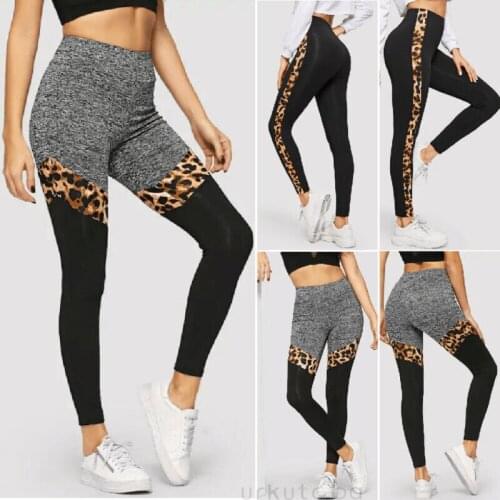 Womens Leopard Sports YOGA Workout Gym Jogging Slim Fit Sport Training Pants Running Trousers Leggings Athletic Clothes