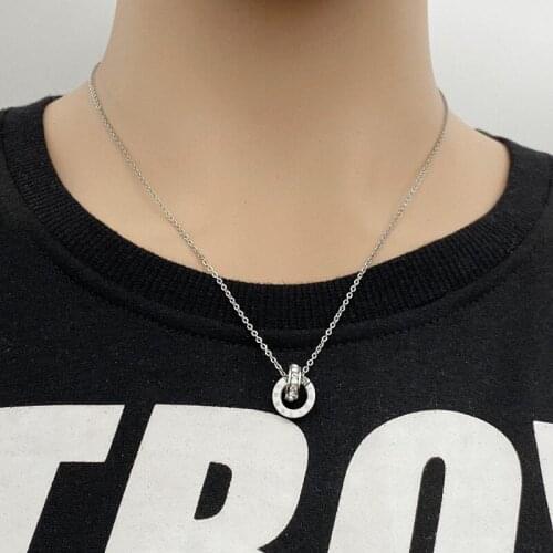 Fashion wild necklace digital female necklace double round buckle pendant simple popular accessories hot sale