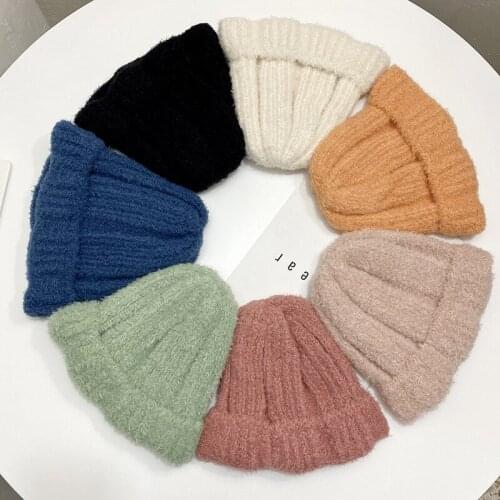 Winter Women Hat 2020 New Fashion Autumn Female Warm Caps Knitted Beanie Girls Hats Woman Ski Bonnet Hat Femme Solid Wool Thick
