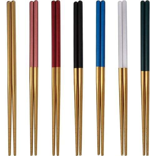 1 Pair Stainless Steel Chopsticks Metal Chop Sticks Tableware Silver Gold Multicolor Wedding Party Festival Supplies