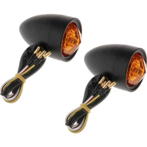 2Pcs Motorcycle Amber Turn Signals Blinker Indicator Lights Lamp 12V Black