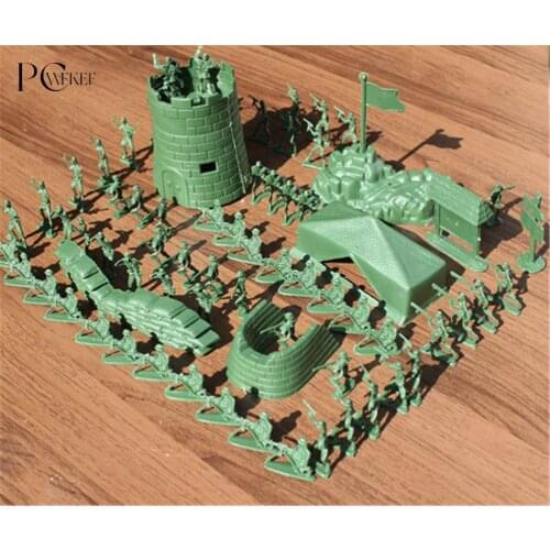 2021 Fashion 100PCS Plastic Army Men Soldiers Military Figurine Action Figure Green Red Toys Boys Children Party Game Gift 4CM