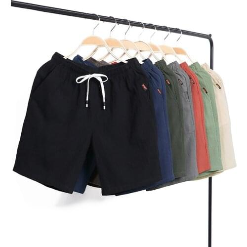 2021 New Mens Solid Flax Shorts Linen Short Trousers Male Summer Breathable Flax Shorts Plus Size 5Xl