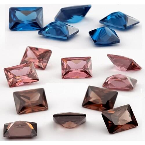 2x4~8x16mm Rectangle Shape AAAAA NewBlue Coffee and Rhodolite Color Synthetic Cubic Zirconia Stone
