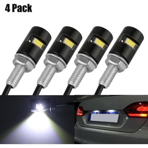 4Pcss Universal 12V Motorcycle Car SMD LED5630 SMD Auto Tail Front Screw License Plate Light Screw Bolt Lamp Bulbs Light Source