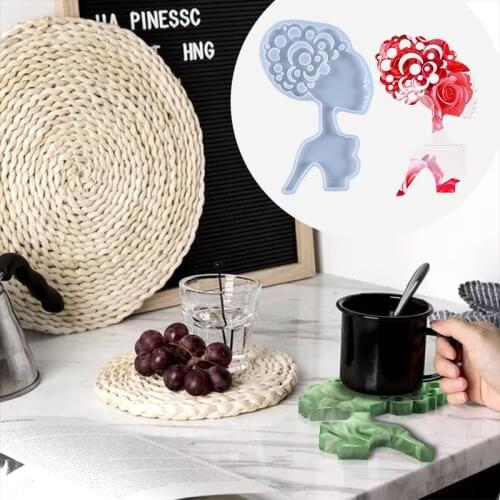 Afro Coaster Silicone Mold DIY Crystal Epoxy Resin Tray Mold Unique Coaster Handmade Crafts UV Resin Making Tool Home Decoration