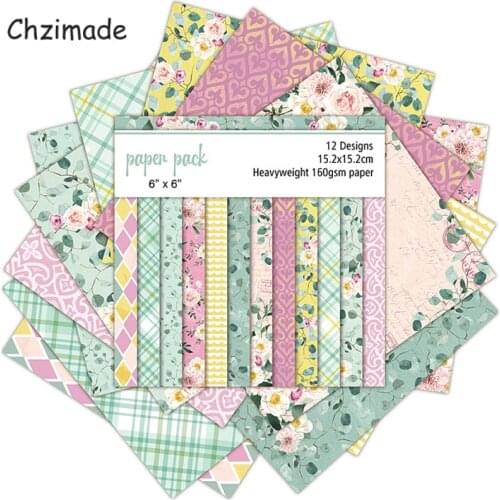 Chzimade 12Pcs/lot Flower Design Printed Scrapbooking Paper Pack For Card Making Handmade Background Decorative Paper Crafts