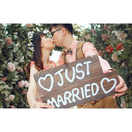 Wooden JUST MARRIED Creativity Wedding Party Prop Hanging Sign Hang Decorations