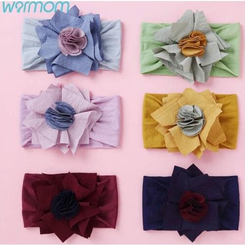 Warmom Childrens Hair Accessories Nylon Flower Hair band Soft and Seamless Baby Headbands for Girls Kids Hair Accessories