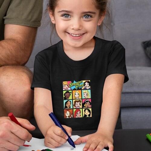 Disney Princess Kawaii Pattern Printing Children T-shirts Summer New Products Short Sleeve Top Comfortable Dropship Kids T Shirt