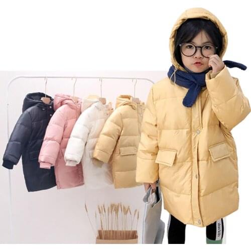 Boys Girls Clothing Thicken Snowsuit Warm Hooded Children Outwear Jacket Down Solid Color Coat Fashion Costume