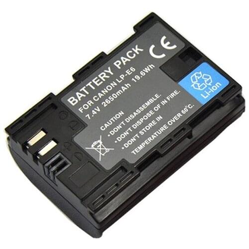 Dinto 1pc High Quality 7.4V LP-E6 LP E6 LPE6 2650mAh Rechargeable Camera Battery for Canon EOS 5D Mark II Mark III 6D 7D 60D