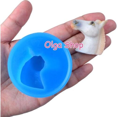DYL605 35.6mm x 36.8mm Horse Head Silicone Mold Fondant Cake Decoration Resin Clay Art Craft Candy Chocolate Soap Making