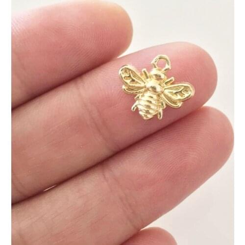 Eruifa 20pcs 13*12mm Mini Bee Charms Zinc Alloy necklace,earring bracelet jewelry DIY handmade 2 colors