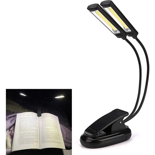 Flexible Clip On Book Light USB Rechargeable Double LED Reading Lamp Desk Table Portable Lights Music Stand Orchestra Lamps