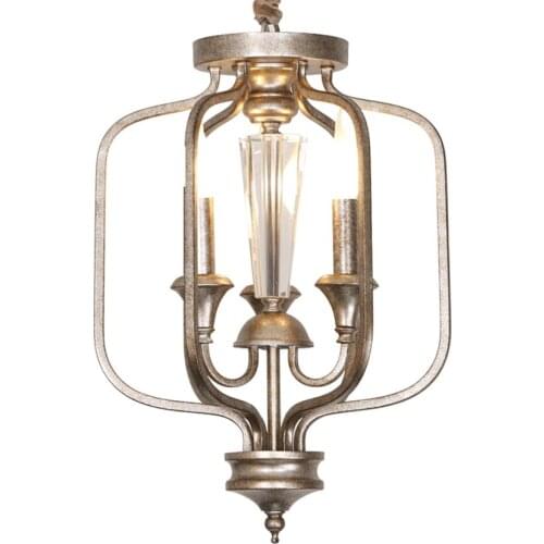 European style idyllic iron birdcage pendant lights American dining room living room retro silver Crystal lighting hanging lamps