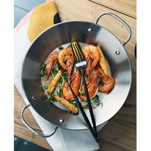 Seafood pan good quality Spanish paella pan seafood dish Stainless steel Korean fried chicken dish Cheese cooker