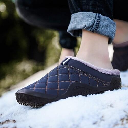 New Cotton Slippers Men Winter Outdoor Men Shoes WaterProof Cold-Proof Casual Shoes Men Plush Warm Man Footwear Big Size 39-48