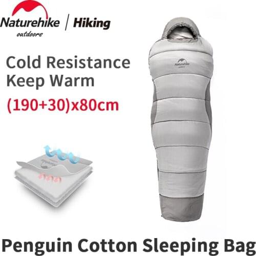 Naturehike Penguin Sleeping Bag 6℃~-4℃ Ultralight 1.5kg Camping Mummy Imitation Feather Cotton Autumn Winter Sleeping Bag