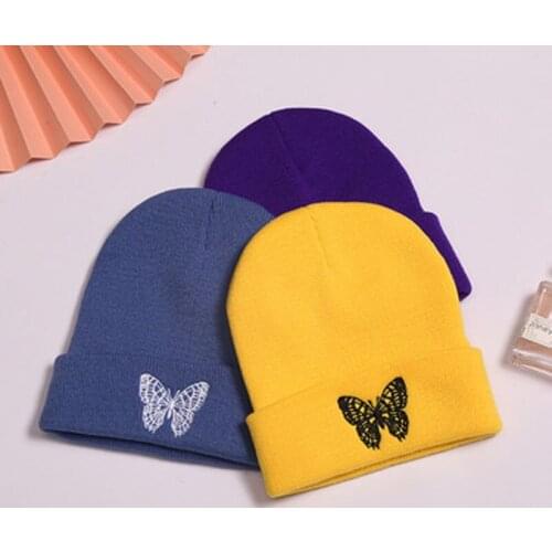 Spring, Autumn And Winter New English Knitted Cap, Embroidered Warm Fashion Cap, Pure-Color Fashion Wool Cap