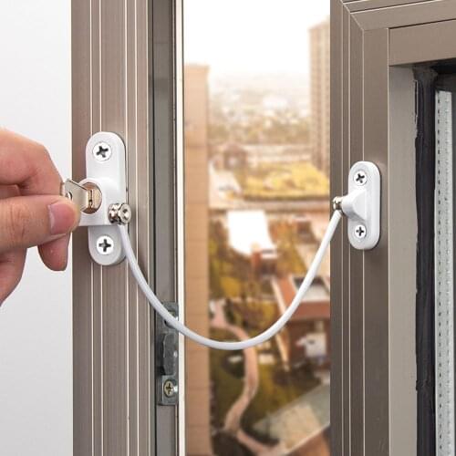 8Pcs/Set Children Window Protection Locks Kids Safety Fall Protection Windows Stopper Restrictor Baby Stainless Steel Limiter