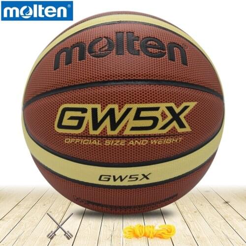 Original molten basketball ball GW5X High Quality Genuine Molten PU Material Official Size5 Free With Net Bag+ Needle