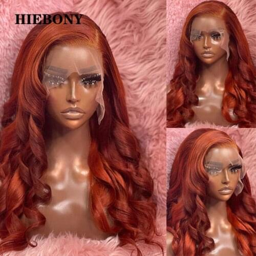 Dark Orange Wave Lace Front Human Hair Wigs with Baby Hair Orange Wavy 13x6 Lace Front Wigs Bleached Knots Hot 5x5 Closure Wigs