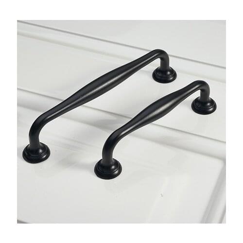 Durable Black Aluminum Alloy Door Handle Drawer Kitchen Cupboard Cabinet Drawer Pull Knobs for Furniture Hardware with Screws