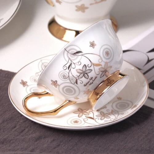 GY Simple European Bone China Coffee Cup Set Luxury Ceramic Cup Cups Set British Afternoon Scented Tea Cup Set