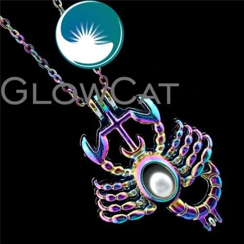 R-C182 Rainbow Colors Scorpion Beads Cage Pendant Essential Oil Diffuser Aromatherapy Pearl Cage Locket Necklace