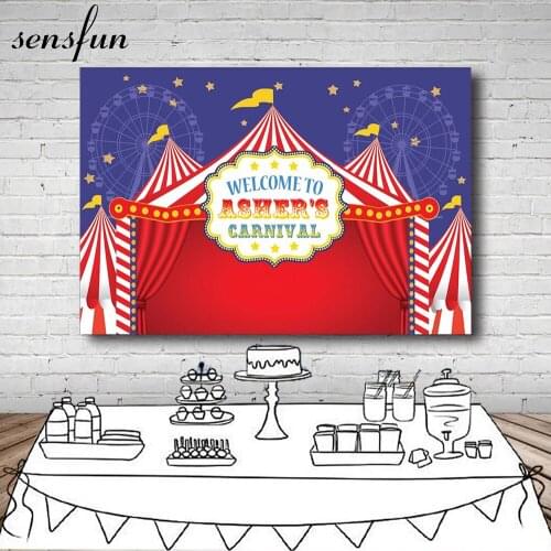 Sensfun Circus Birthday Party Backdrops For Photo Studio Blue Red Kids Baby Shower Photography Backgrounds Custom Photocall