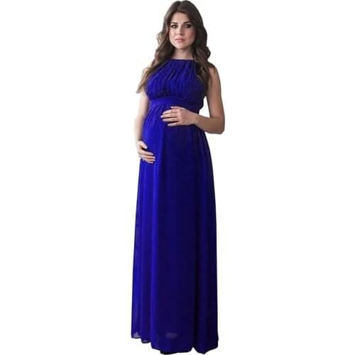 Chiffon Women Maternity Dress Summer Sleeveless Pregnant Gown Ankle Length Casual Clothes