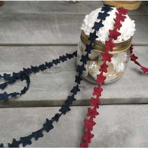 3 Meters Width 1.5cm Wine Red Navy Blue Water Soluble Lace Trim Clothing Decorative Star Shape Lace Ribbon Handmade DIY Crafts