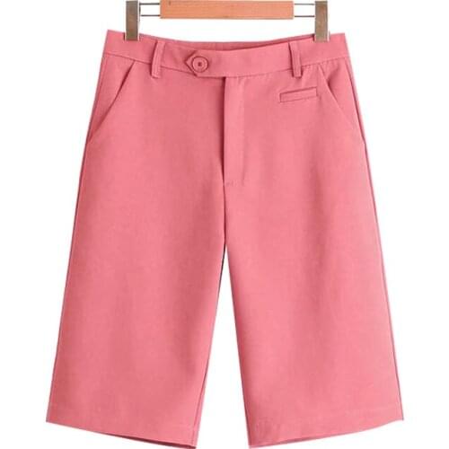 Klacwaya Women 2020 Chic Fashion Office Wear Side Pockets Straight Shorts Vintage High Waist Zipper Fly Female Short Pants Mujer