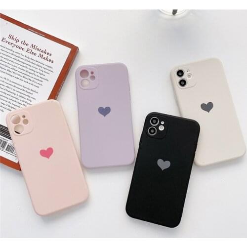 Ottwn Candy Color Love Hearty Phone Case For iPhone 11 12 Pro Max X XR XS Max 12 Mini 7 8 Plus SE 2020 Cute Silicone Back Cover