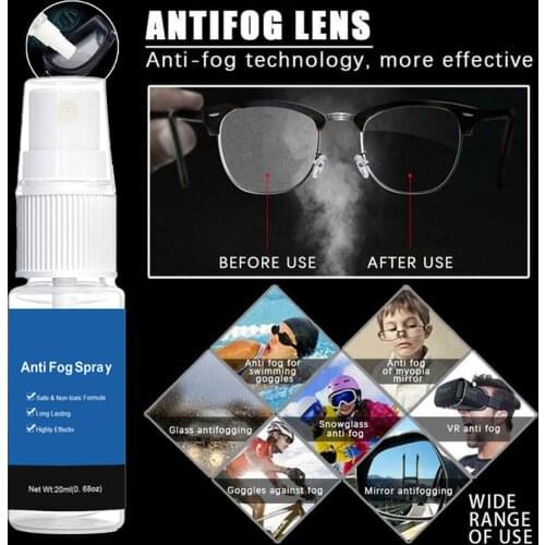 20ml Anti-Fog Spray Eyeglass Lens Cleaner Car Windscreen Goggles Long Lasting Defogger Water Repellent Antifogging Agent 2021