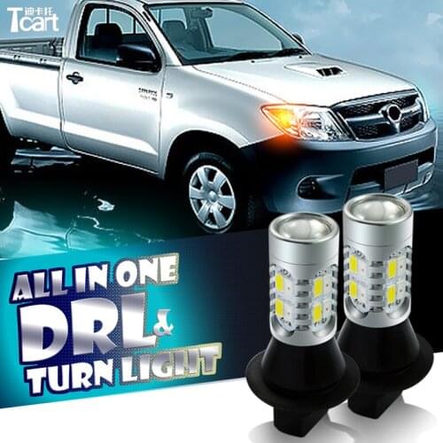 Tcart 2pcs for Mitsubishi Pajero 4 7443 W21W for LED DRL Daytime Running Light Turn Signal Lights Free shipping