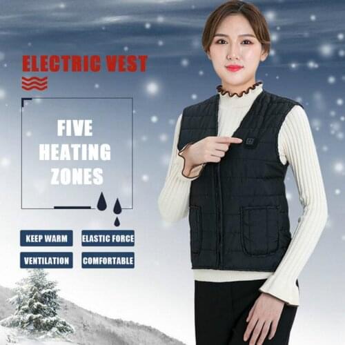 Area 5 USB Intelligent Heating Vest Warm Clothes Women Heated Vest Black Mens Jacket Winter Sleeveless Waistcoat Cotton Vest