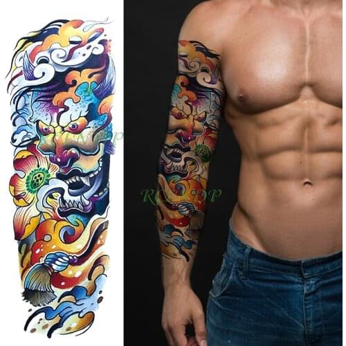 Waterproof Temporary Tattoo Sticker Japanese style myth prajna Lotus wave full arm fake tatto flash tatoo for men women