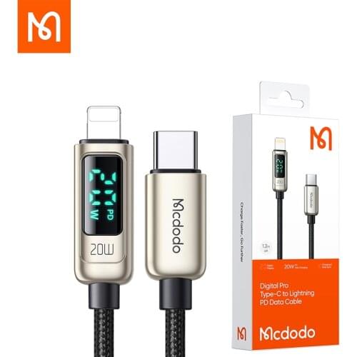 【Digital display】Mcdodo USB-C To Lightning Cable 20W PD Cable Fast Charger For iPhone 12 11 pro max x xr 8 7plus 6s ipad ipod Ca